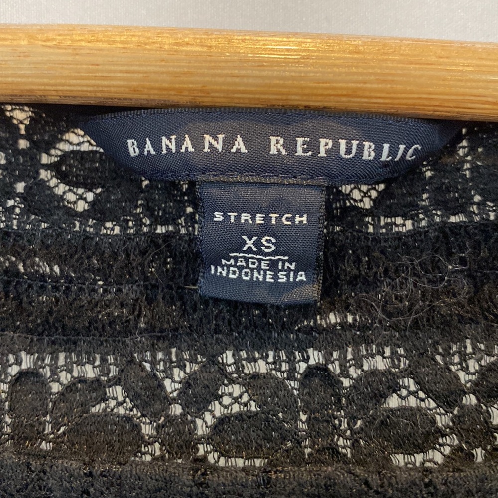 Banana Republic stretch floral lace short sleeve top black size XS - Picture 8 of 12